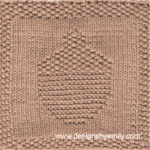 Acorn Knit Dishcloth: A handmade knitted dishcloth square in tan yarn featuring an acorn. The design is created using knit and purl stitches.