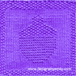 Acorn Knit Dishcloth: A handmade knitted dishcloth square in purple yarn featuring an acorn. The design is created using knit and purl stitches.