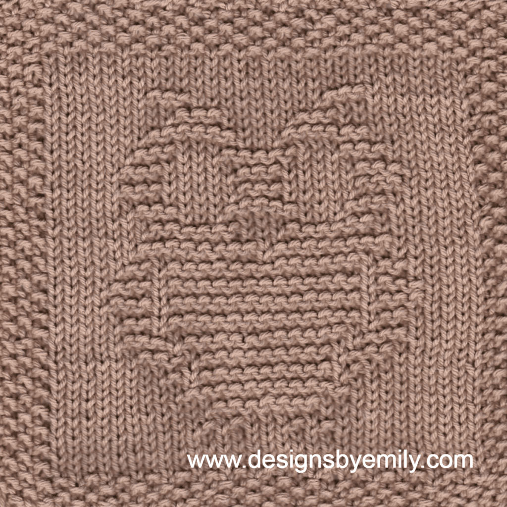 Owl Knit Dishcloth: A handmade knitted dishcloth square in brown yarn displaying a charming owl design, created using knit and purl stitches.