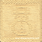 Snowman Knit Dishcloth: A cozy knitted dishcloth square in light cream yarn adorned with a delightful snowman, perfect for celebrating the winter season with warmth and charm. The design is created using simple knit and purl stitches.