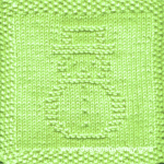 Snowman Knit Dishcloth: A cozy knitted dishcloth square in bright light green yarn adorned with a delightful snowman, perfect for celebrating the winter season with warmth and charm. The design is created using simple knit and purl stitches.